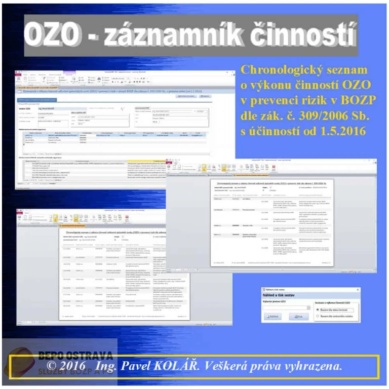 Software BOZP: OZO - záznamník činností (OV)