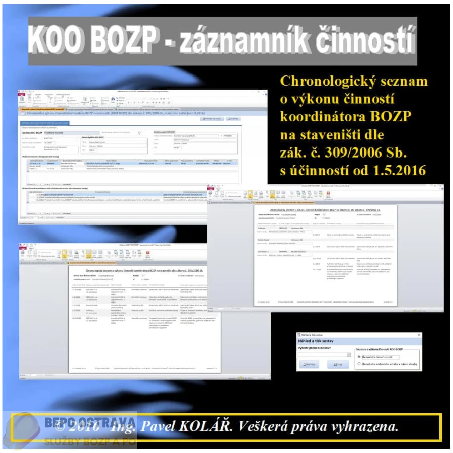Software BOZP KOO BOZP - záznamník činností