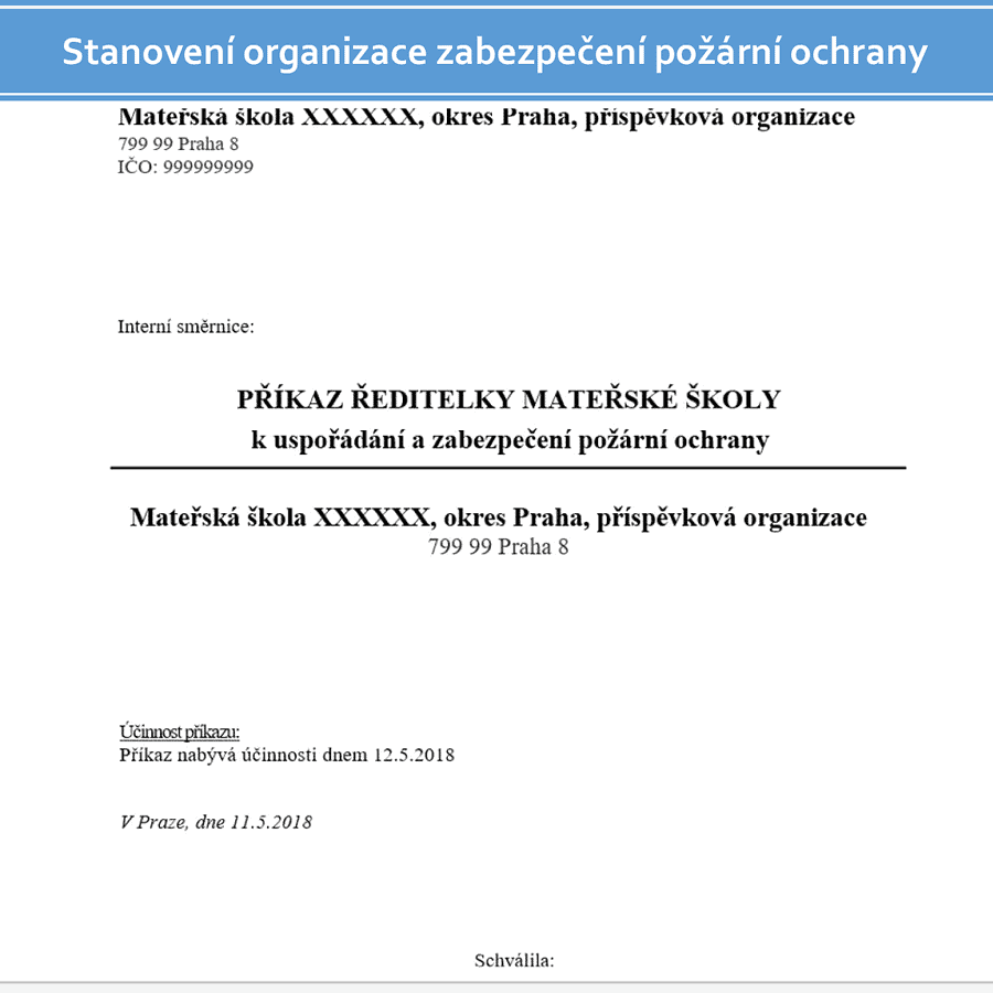 Organizační směrnice k zabezpečení požární ochrany - dokumentace požární ochrany (PO)