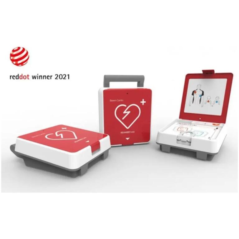 První pomoc ASP srdce - automatický defibrilátor AED s moderním designem.