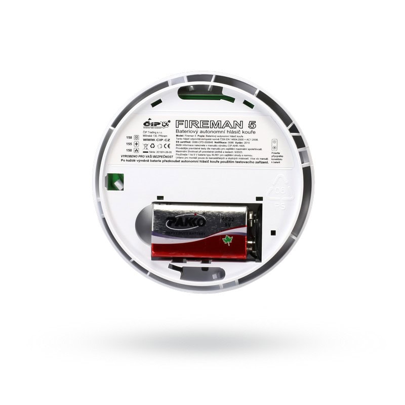 Požární hlásič Fireman 5 – autonomní detektor kouře 3 Bateriový detektor požáru Fireman 5, bezdrátové hlásiče pro požární systémy.